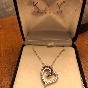 Kay Jewelers black & silver twisted heart necklace